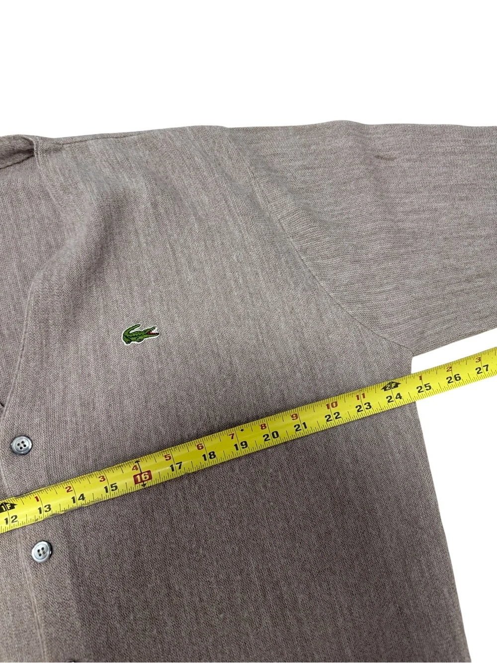 Vintage 80s Izod Lacoste Cardigan Tan Blue Label Mens Size L Preppy Kurt Cobain